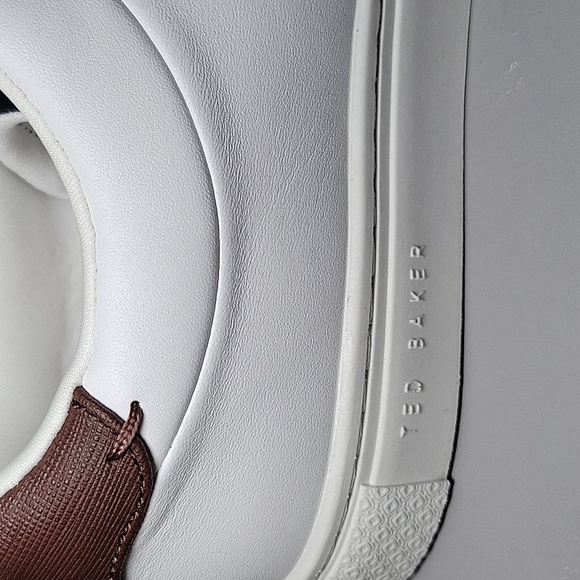 Ted Baker Leather Sneakers White/Brown Men's 9.5 NWT - Picture 3 of 10